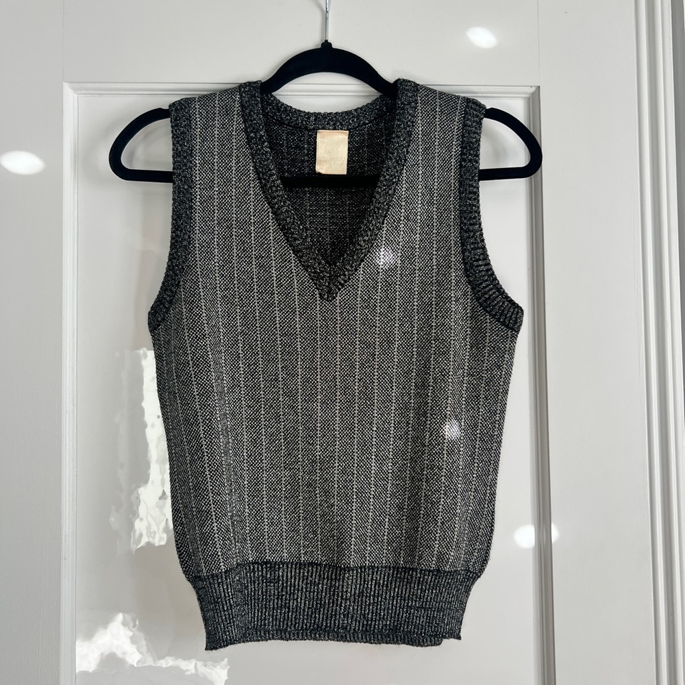 Vintage Nina Ricci Week-End Paris knit metallic pinstripe vest